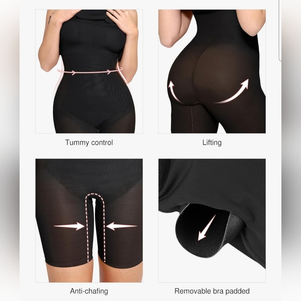 Popilush Women's Black Black Summer Shapewear Tummy Control Bodycon Dress Size M - Picture 3 of 8